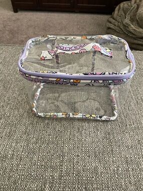 Vera Bradley Clear Travel Cosmetic Case with Lavender Floral Trim